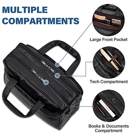 NEW! Stylish Leather Limpton Buisness Satchel - Picture 2 of 7